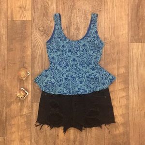 💙 bebe Blue peplum top small